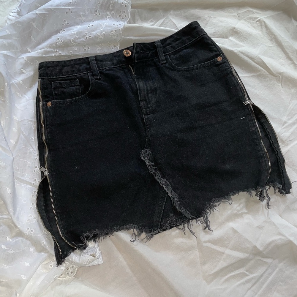 River Island Black Denim Skirt